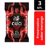PRESERVATIVO LUBRIFICADO FLAVORIZADO OLLA MORANGO PCT COM 3 UN