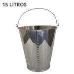 BALDE GRADUADO METALICO AÇO INOX STEELS 15 LITROS C/ ALÇA E BICO