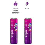 CARTELA COM 2 PILHAS RECARREGAVEIS ELGIN AA 2.700MAH BATERIA 1,2VOLTS