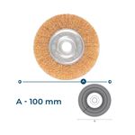 ESCOVA DE AÇO CIRCULAR LATONADA ONDULADA 100MM FURO 22MM