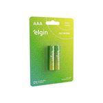 CARTELA COM 2 PILHAS ALCALINAS ELGIN AAA BATERIA 1,5VOLTS
