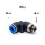 CONEXAO PNEUMATICA DE ENGATE RAPIDO COTOVELO MACHO TUBO 08 X 1/2 BSP