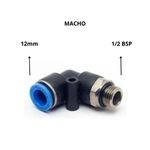 CONEXAO PNEUMATICA DE ENGATE RAPIDO COTOVELO MACHO TUBO 12 MM X 1/2