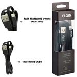 CABO CONECTOR ELGIN USB 2.0 APPLE LIGHTNING 1 METRO PRETO P/ IOS