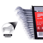 JOGO DE CHAVE COMBINADA MTX DE 6 A 22MM, 12 PEÇAS CROMO VANADIO