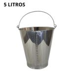 BALDE GRADUADO METALICO AÇO INOX STEELS 5 LITROS C/ ALÇA E BICO