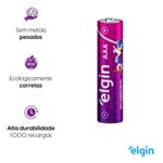 CARTELA COM 2 PILHAS RECARREGAVEIS ELGIN AAA 900MAH BATERIA 1,2VOLTS