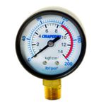 MANÔMETRO VERTICAL CHIAPERINE 14KG/200PSI CX PLASTICA 2" 50MM 1/4" NPT