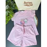 conjunto menina algodão hello kitty rosa