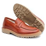 Sapato Masculino Loafer Viena Masculino em Couro Legítimo Tratorado Castor