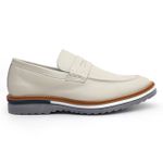 Sapato Masculino Loafer Masculino em Couro Legítimo Tratorado Off White Maldivas 