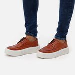 Sapato Masculino Couro Legítimo Sola Alta 6cm Everest Castor