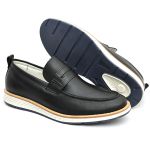Sapato Masculino Loafer Roma Esporte Fino em Couro Legitimo Preto