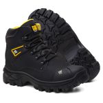 Bota Masculina Adventure Coturno Catpriime De Couro Com Ca Preto Amarelo