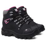 Bota Feminina Adventure Coturno Catpriime De Couro Com C.A Preto c/ rosa