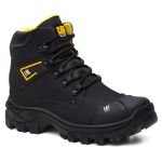 Bota Masculina Adventure Coturno Catpriime De Couro Com Ca Preto Amarelo