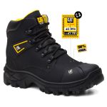 Bota Masculina Adventure Coturno Catpriime De Couro Com Ca Preto Amarelo