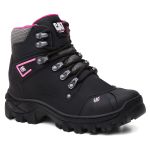 Bota Feminina Adventure Coturno Catpriime De Couro Com C.A Preto c/ rosa