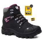 Bota Feminina Adventure Coturno Catpriime De Couro Com C.A Preto c/ rosa