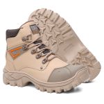 Bota Masculina Adventure Coturno Catpriime De Couro Com Ca Areia c/ Laranja