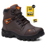 Bota Masculina Adventure Coturno Catpriime De Couro Com C.A Café com Laranja