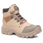Bota Masculina Adventure Coturno Catpriime De Couro Com Ca Areia c/ Laranja