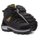 Bota Masculina Adventure Coturno Cano Alto Catpriime De Couro Com C.A Preto e Amarelo