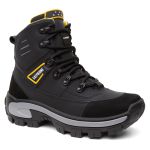 Bota Masculina Adventure Coturno Cano Alto Catpriime De Couro Com C.A Preto e Amarelo