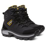 Bota Masculina Adventure Coturno Cano Alto Catpriime De Couro Com C.A Preto e Amarelo
