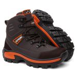 Bota Masculina Adventure Coturno Cano Alto Catpriime De Couro Com C.A Cafe Com Laranja