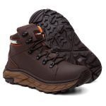 Bota Masculina Adventure Coturno Catpriime De Couro Com C.A Café c/ laranja