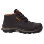 Tênis Coturno Masculina Adventure Catpriime De Couro Com C.A Café com Laranja