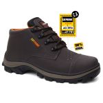 Tênis Coturno Masculina Adventure Catpriime De Couro Com C.A Café com Laranja