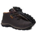 Tênis Coturno Masculina Adventure Catpriime De Couro Com C.A Café com Laranja