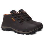 Tênis Coturno Masculina Adventure Catpriime De Couro Com C.A Café com Laranja