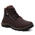 Botina Coturno Masculina Adventure Catpriime De Couro Com C.A Cafe Com Laranja 