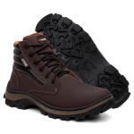 Botina Coturno Masculina Adventure Catpriime De Couro Com C.A Cafe Com Laranja 