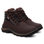 Botina Coturno Masculina Adventure Catpriime De Couro Com C.A Cafe Com Laranja 