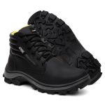 Botina Coturno Masculina Adventure Catpriime De Couro Com C.A Preto