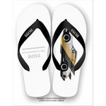 Chinela Boss Preta e Dourada Importada Modelo Porsche Verão Super Macia Solado Eva Alta Qualidade 