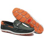 Mocassim Masculino em Couro Verde Militar 