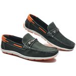 Mocassim Masculino em Couro Verde Militar 