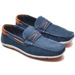Mocassim Masculino em Couro Azul Marinho