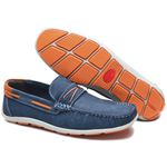 Mocassim Masculino em Couro Azul Marinho