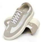 Tênis Masculino Casual Couro Legítimo Milan Off White