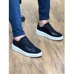 Tênis Masculino Casual Couro Legítimo Milan Preto