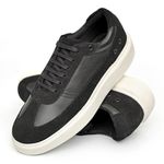 Tênis Masculino Casual Couro Legítimo Milan Preto