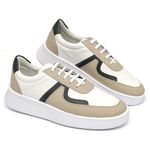 Tênis Masculino Casual Couro Legítimo Porto Off White c;bege