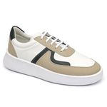 Tênis Masculino Casual Couro Legítimo Porto Off White c;bege