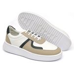 Tênis Masculino Casual Couro Legítimo Porto Off White c;bege